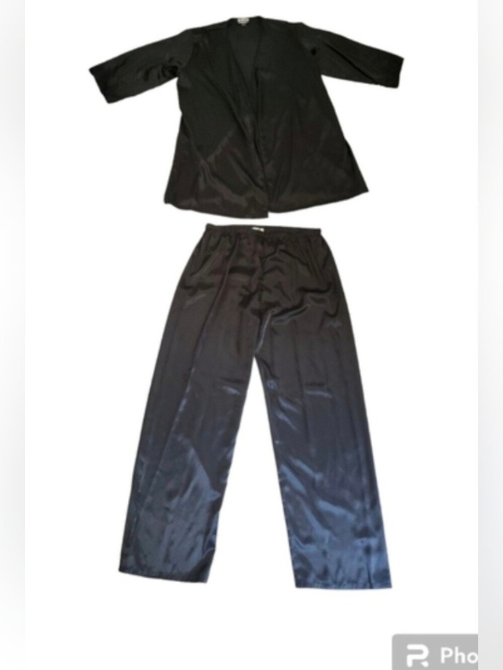 Mens Evening Glam Loungewear Nine & Company Robe & Pajama pants Black Size XL.